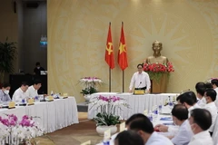 Thủ tướng Phạm Minh Chính chủ trì buổi làm việc với lãnh đạo chủ chốt tỉnh Bà Rịa-Vũng Tàu. (Ảnh: Dương Giang/TTXVN)