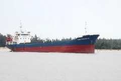 Một tàu hàng có tải trọng lớn chờ đến lượt được cập cảng để lấy hàng. (Ảnh: Nguyên Lý/TTXVN)