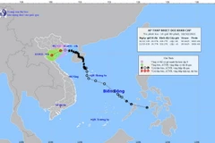 Sơ đồ đường đi của bão số 7. (Ảnh: Vũ Sinh/TTXVN)