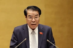 Trưởng Ban Dân nguyện thuộc Ủy ban Thường vụ Quốc hội Dương Thanh Bình trình bày Báo cáo kết quả giám sát việc giải quyết kiến nghị của cử tri gửi đến Kỳ họp thứ 11, Quốc hội khóa XIV. (Ảnh: Dương Giang/TTXVN)