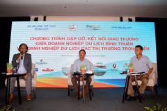 Thảo luận giải pháp phá triển du lịch Bình Thuận trong giai đoạn bình thường mới. (Ảnh: Nguyễn Thanh/TTXVN)