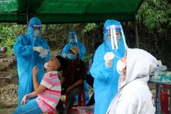 Nhân viên y tế lấy mẫu xét nghiệm COVID-19. (Ảnh: Sỹ Thắng/TTXVN)