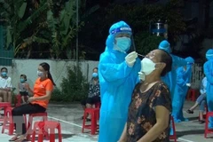 Nhân viên y tế Nghệ An lấy mẫu xét nghiệm. (Ảnh: Văn Tý/TTXVN)