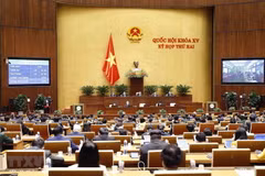 Quốc hội biểu quyết thông qua dự thảo Nghị quyết về phân bổ ngân sách trung ương năm 2022. (Ảnh: Doãn Tấn/TTXVN)