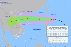 Bản đồ đường đi của bão Kompasu. (Ảnh: TTXVN phát)