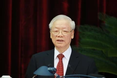 Tổng Bí thư Nguyễn Phú Trọng phát biểu bế mạc hội nghị. (Ảnh: Phương Hoa/TTXVN)