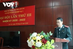 Ông Đàm Quang Vinh phát biểu tại Đại hội Chi bộ phòng trực thuộc hồi năm 2020. (Nguồn: vov.vn)
