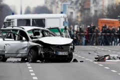 Hiện trường vụ nổ xe ở Berlin. (Nguồn: AFP/TTXVN)