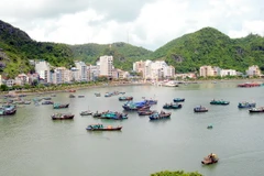 Một góc thị trấn Cát Bà nhìn ra vịnh Lan Hạ. (Ảnh: TTXVN)