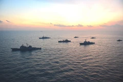 Tàu chiến Mỹ và Hàn Quốc trong một cuộc diễn tập chung. (Ảnh: AFP/TTXVN)