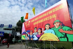 Panô chào mừng Đại hội Đảng toàn quốc lần thứ XII. (Ảnh: TTXVN)