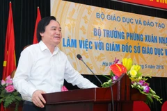 Bộ trưởng Phùng Xuân Nhạ phát biểu chỉ đạo tại buổi làm việc với lãnh đạo sở giáo dục 63 tỉnh thành. (Ảnh: Bộ Giáo dục)