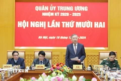 Tổng Bí thư Tô Lâm, Bí thư Quân ủy Trung ương phát biểu. (Ảnh: Thống Nhất/TTXVN)