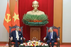 Tổng Bí thư Tô Lâm tiếp đồng chí Miguel Mejia, Tổng Bí thư Đảng Phong trào Cánh tả Thống nhất (MIU), Bộ trưởng Bộ Chính sách Hội nhập khu vực Cộng hòa Dominicana. (Ảnh: Thống Nhất/TTXVN)