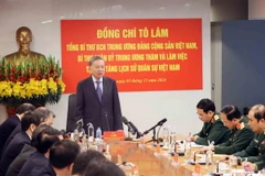 Tổng Bí thư Tô Lâm, Bí thư Quân ủy Trung ương phát biểu tại buổi làm việc. (Ảnh: An Đăng/TTXVN)