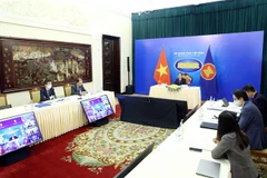 Bộ trưởng Bộ Ngoại giao Bùi Thanh Sơn tham dự Hội nghị Ủy ban khu vực Đông Nam Á không có vũ khí hạt nhân (SEANWFZ) theo hình thức trực tuyến. (Ảnh: Phạm Kiên/TTXVN)