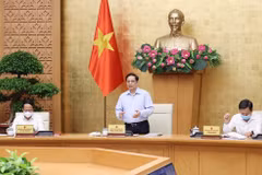 Thủ tướng Phạm Minh Chính phát biểu tại Phiên họp Chính phủ tháng 7/2021. (Ảnh: Dương Giang/TTXVN)