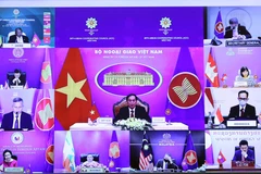 Bộ trưởng Bộ Ngoại giao Bùi Thanh Sơn phát biểu tại Hội nghị Hội đồng Điều phối ASEAN (ACC) lần thứ 29. (Ảnh: Phạm Kiên/TTXVN)