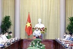 Chủ tịch nước Nguyễn Xuân Phúc phát biểu. (Ảnh: Thống Nhất/TTXVN)