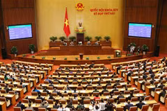 Quốc hội biểu quyết thông qua Nghị quyết bầu Chủ tịch nước với 469 phiếu tán thành (tương ứng 96,70%). (Ảnh: Dương Giang/TTXVN)