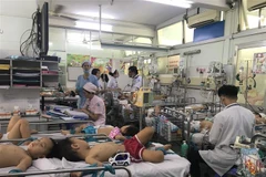 Khoa Nhiễm - Thần kinh, Bệnh viện Nhi đồng 1 Thành phố Hồ Chí Minh quá tải vì bệnh nhi mắc tay chân miệng nhập viện. (Ảnh: Đinh Hằng/TTXVN)