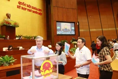 Các đại biểu Quốc hội bỏ phiếu bổ nhiệm một số thành viên của Chính phủ. (Ảnh: Trọng Đức/TTXVN)
