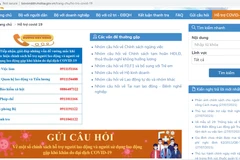 Giao diện bộ Hỏi-Đáp về các chính sách hỗ trợ người lao động, người sử dụng lao động theo Nghị quyết số 68/NQ-CP. (Ảnh: PV/Vietnam+)