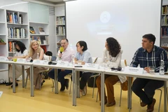 Đại diện Hiệp hội các tổ chức về văn hóa châu Âu (EUNIC) tại Việt Nam chia sẻ về chương trình “Những ngày văn học châu Âu” năm 2024. (Ảnh: PV/Vietnam+)