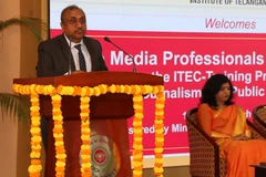 Tiến sỹ Shashank Goel, Tổng Giám đốc Viện Phát triển Nguồn Nhân lực Dr Marri Channa Reddy phát biểu tại lễ khai giang khóa học dành riêng cho nhà báo Việt Nam. (Ảnh: PV/Vietnam+)