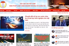 Website của Viện Pháp luật kinh doanh và Đầu tư Châu Âu. (Ảnh chụp màn hình)