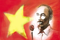 Minh họa bìa của tác phẩm “Từ Việt Bắc về Hà Nội” - tập 3 trong bộ tiểu thuyết 5 tập “Nước non vạn dặm.”