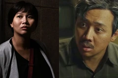 Diễn viên Nhã Uyên trong ''Đêm tối rực rỡ'' và Trấn Thành trong ''Bố già.'' (Ảnh: Nhà phát hành)