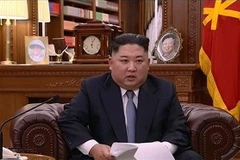 Nhà lãnh đạo Triều Tiên đọc thông điệp Năm mới 2019. (Ảnh: AP/TTXVN)