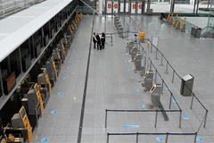 Cảnh vắng vẻ tại sân bay Franz-Josef-Strauss ở Munich, Đức do đình công. (Ảnh: AFP/TTXVN)