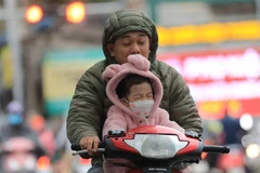 Người dân đã phải mặc ấm khi ra đường. (Ảnh: Thanh Tùng/TTXVN)