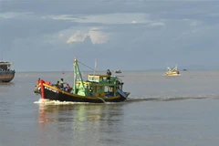 Tàu đánh bắt hải sản về Cảng cá Phan Thiết. (Ảnh: Nguyễn Thanh/TTXVN)