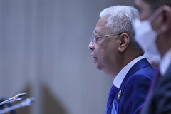 Thủ tướng Malaysia Ismail Sabri Yaakob phát biểu tại Hội nghị. (Ảnh: Mạnh Tuân/TTXVN)