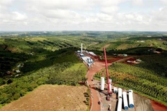 Toàn cảnh dự án điện gió Nam Bình 1 ở Đắk Nông. (Ảnh: Hưng Thịnh/TTXVN)