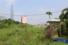 Do đền bù mặt bằng chưa xong nên dự án khu dân cư Trường Thịnh (phường Bình Trưng Đông, quận 2) vẫn còn nhiều khu vực bỏ hoang. (Ảnh: Xuân Tình/TTXVN)