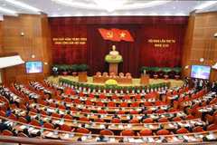 Toàn cảnh bế mạc Hội nghị lần thứ tư Ban Chấp hành Trung ương Đảng khóa XIII. (Ảnh: Phương Hoa/TTXVN)