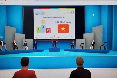 Hình ảnh tại lễ trao giải online với phần trao giải nhất cho em Ngô Minh Long, đoàn Việt Nam. (Nguồn: Bộ Giáo dục và Đào tạo)