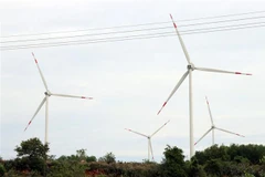 Các trụ điện gió của Nhà máy điện gió số 5-Ninh Thuận. (Nguồn: TTXVN)