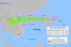 Bản đồ đường đi của Bão Kompasu. (Ảnh: TTXVN phát)