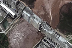 Quang cảnh công trình xây dựng Đập thủy điện Đại phục hưng và Sông Nile Xanh ở Tây Bắc Ethiopia ngày 11/7/2020. (Ảnh: AFP/TTXVN)