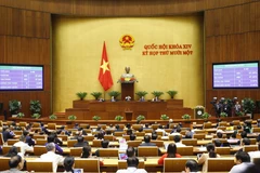 Quốc hội biểu quyết thông qua Nghị quyết bầu Chủ tịch nước. (Ảnh: Doãn Tấn/TTXVN)