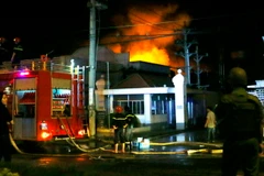 Hiện trường vụ cháy. (Ảnh: Thanh Liêm/TTXVN)