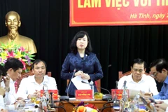 Bộ trưởng Bộ Y tế Đào Hồng Lan phát biểu tại buổi làm việc. (Ảnh: Công Tường/TTXVN)