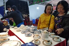 Người dân Thủ đô hào hứng mua sắm tại hội chợ Vàng khuyến mại. (Ảnh: Đỗ Phương Anh/TTXVN)