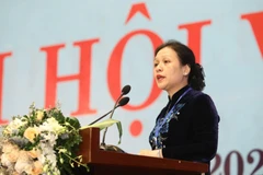 Bí thư Đảng đoàn, Chủ tịch Liên hiệp các tổ chức hữu nghị Việt Nam khóa V Nguyễn Phương Nga phát biểu khai mạc. (Ảnh: Văn Điệp/TTXVN)