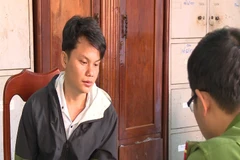 Đối tượng Cường tại cơ quan công an. (Nguồn: TTXVN phát)